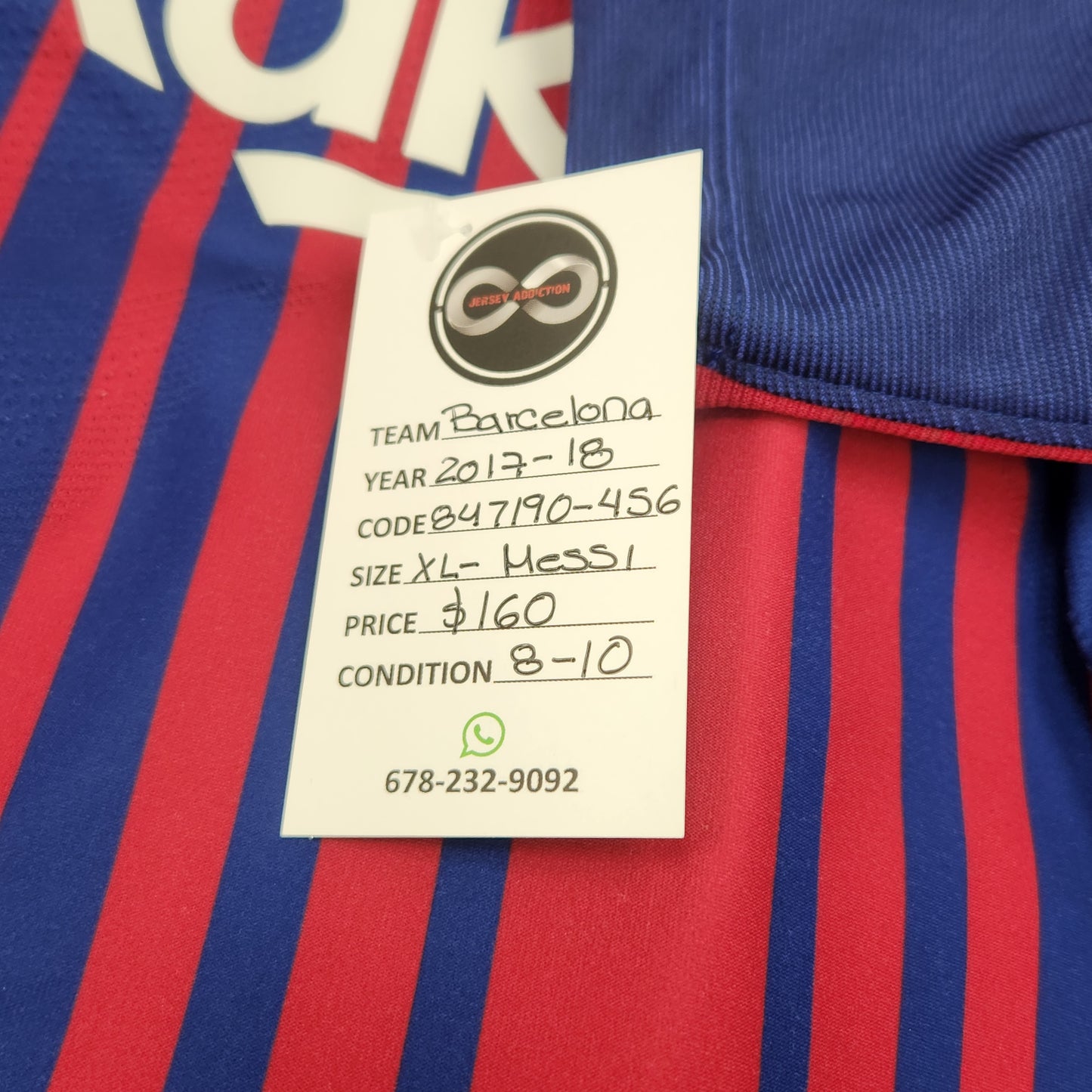 2017-18 Barcelona Messi 10 Home Jersey / X-Large / 8/10