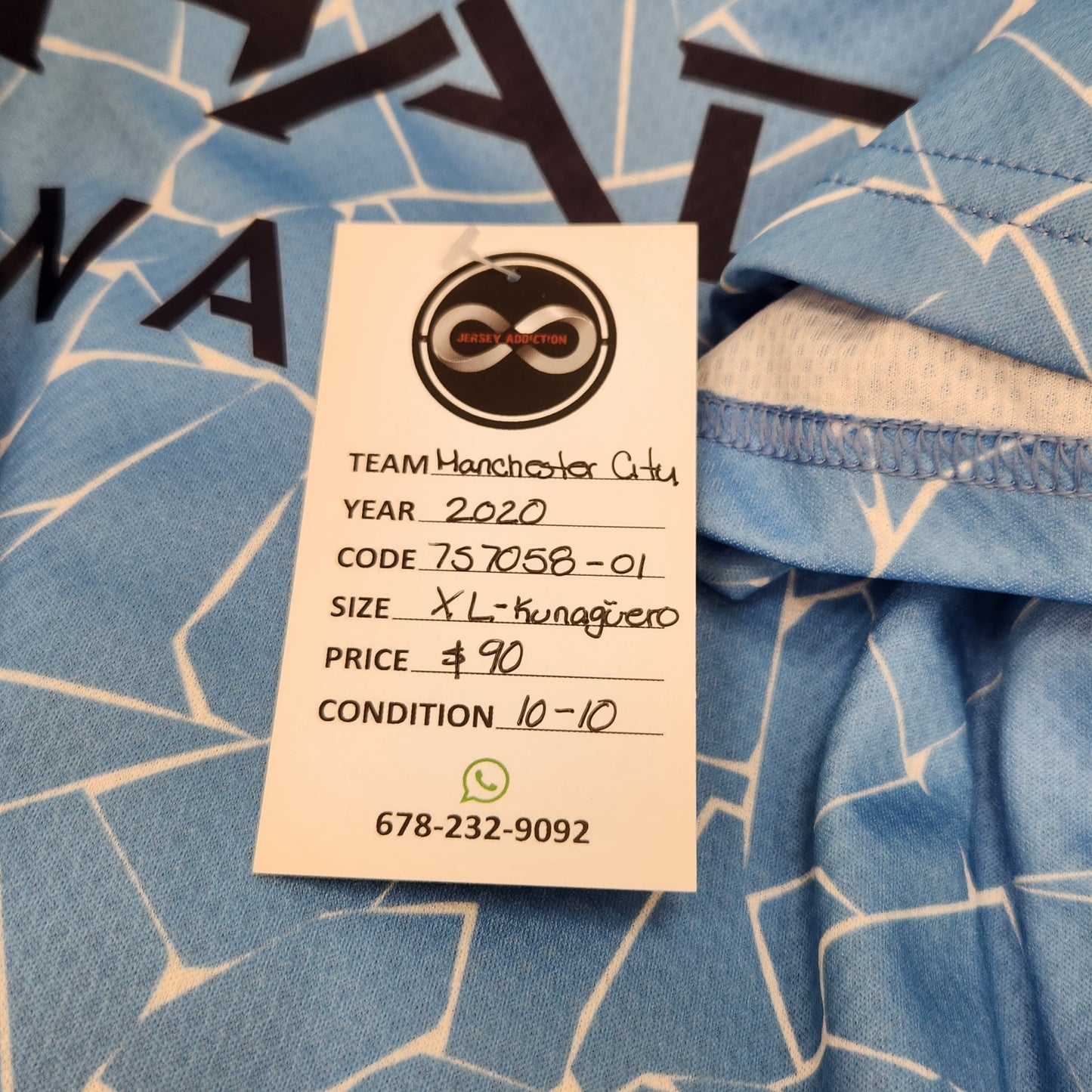2020 Manchester City Kun Aguero 10 Home Jersey / X-Large / 10/10