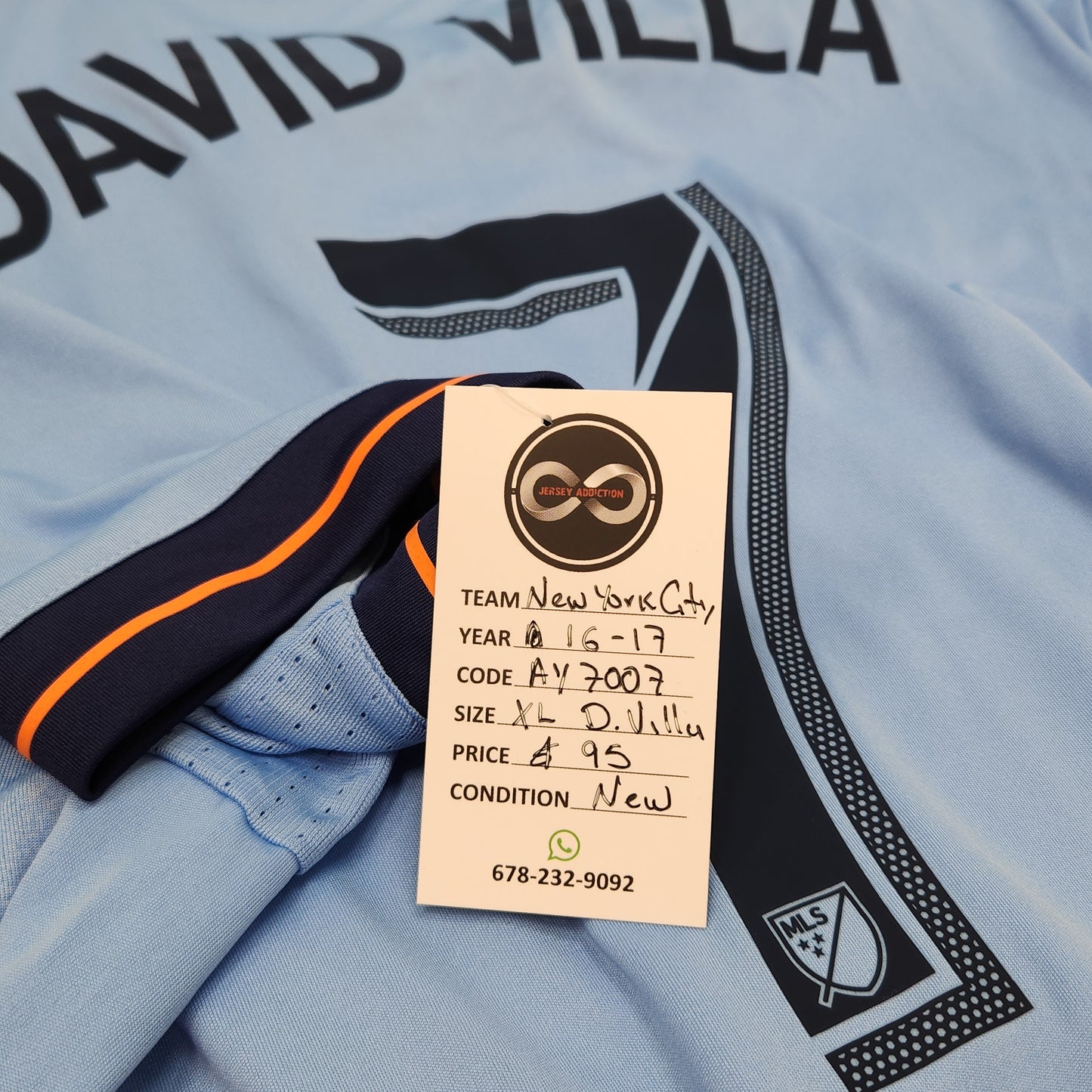 2016-17 New York City FC David Villa 7 Home Jersey / XLarge / New
