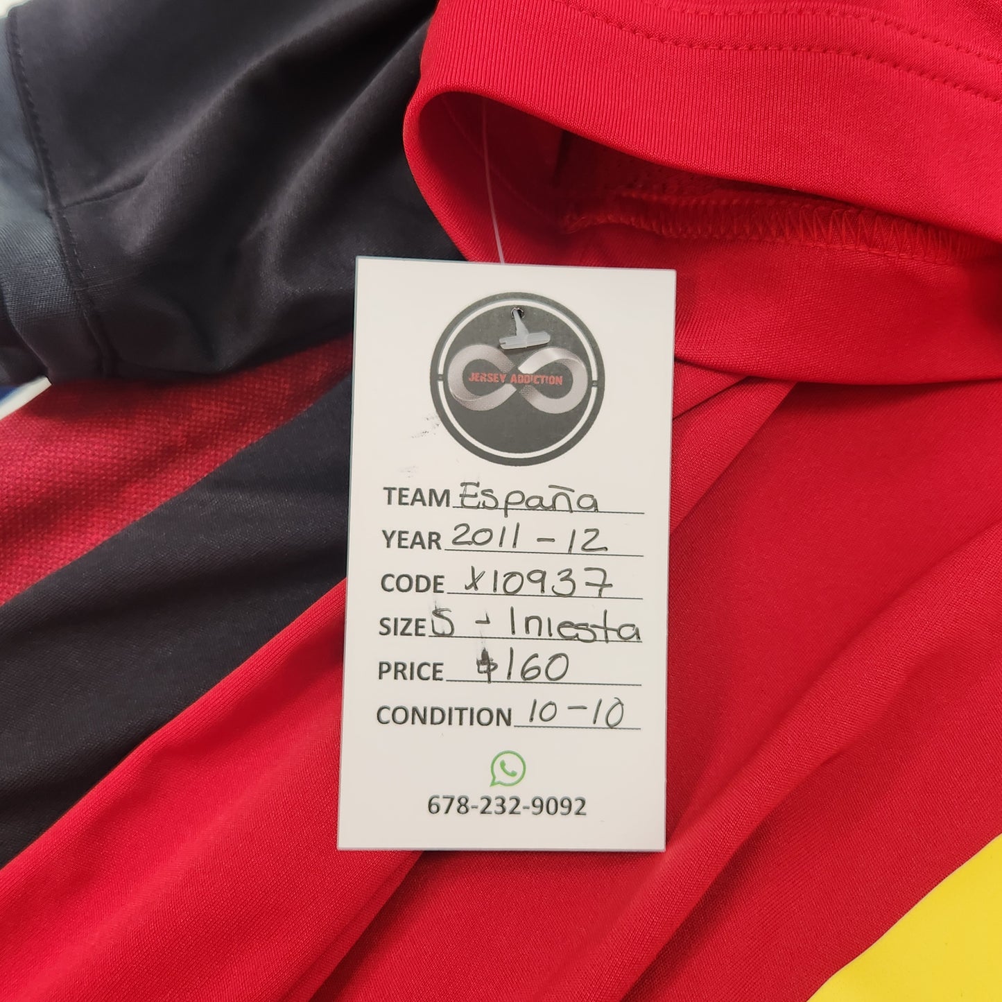 2011-12 Spain A.Iniesta 6 Home Jersey / Small / 10/10