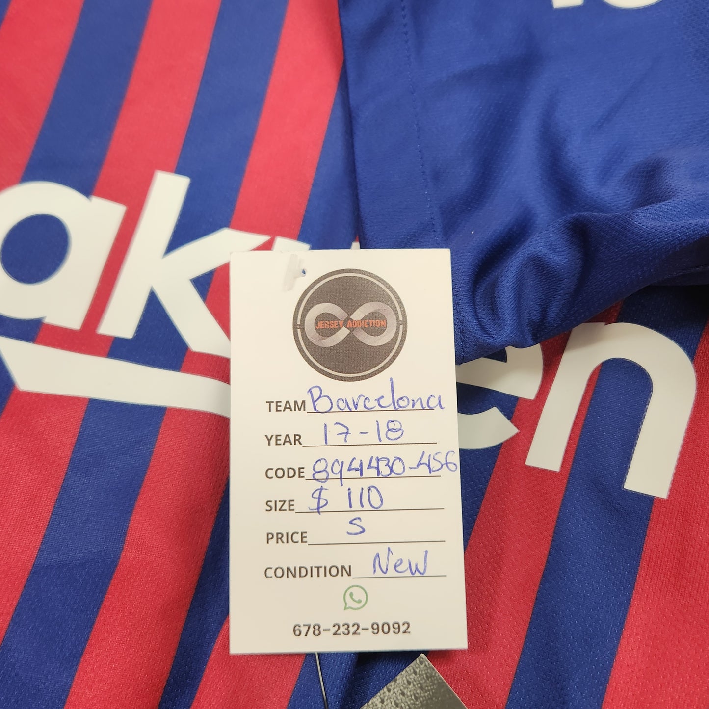 2017-18 FC Barcelona Home Jersey / Small / New