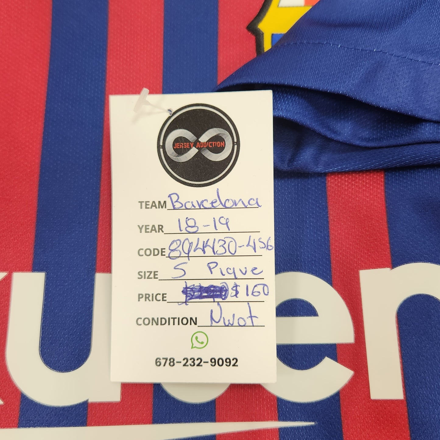 2018-19 FC Barcelona Pique 3 Home Jersey / Small / New