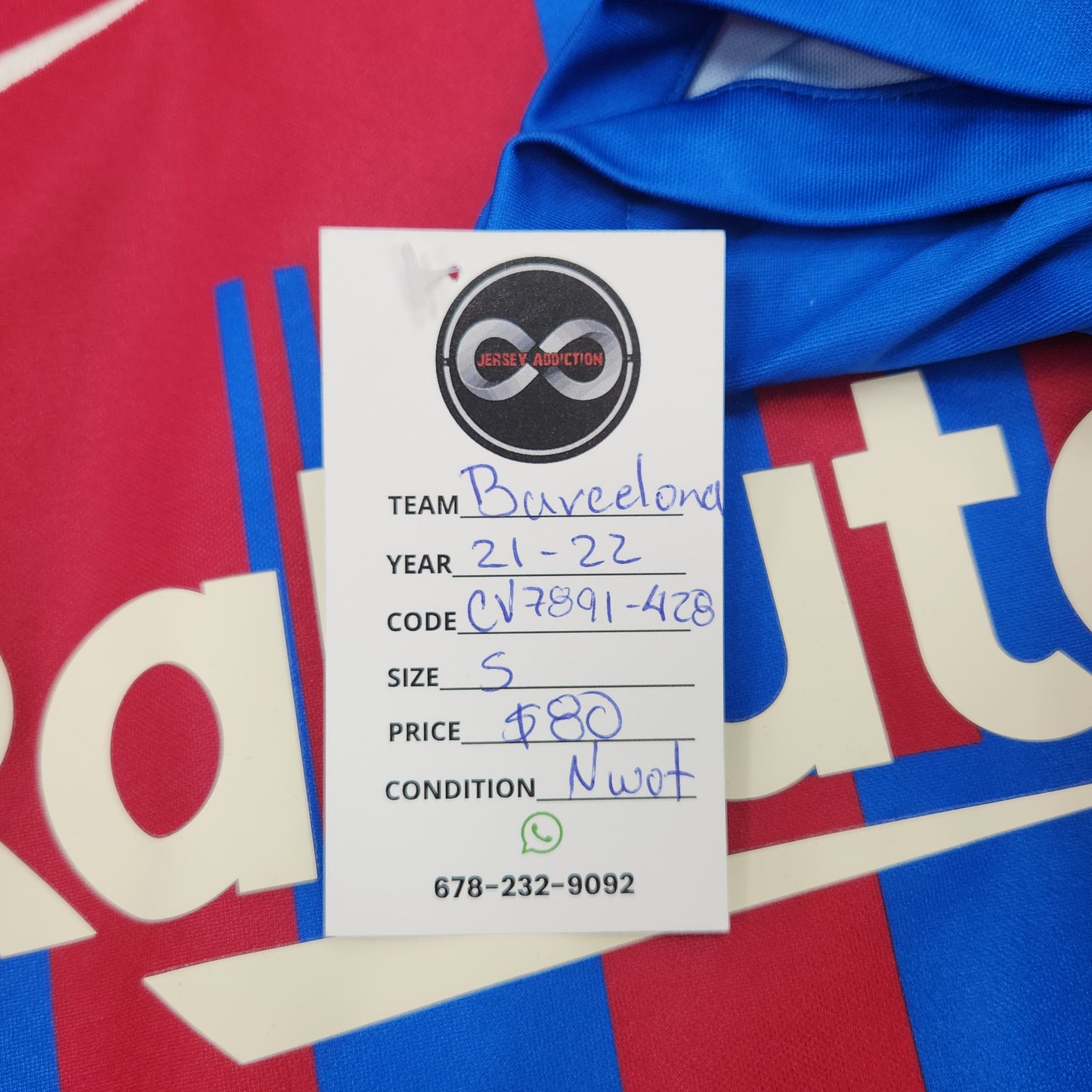 2021-22 FC Barcelona Home Jersey / Small / New