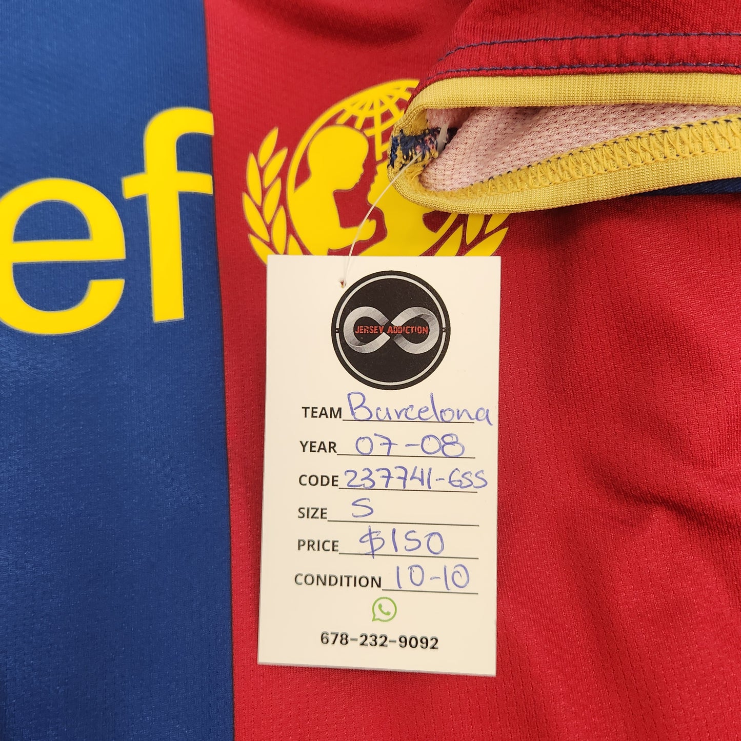 2007-08 FC Barcelona Home Jersey / Small / 10/10