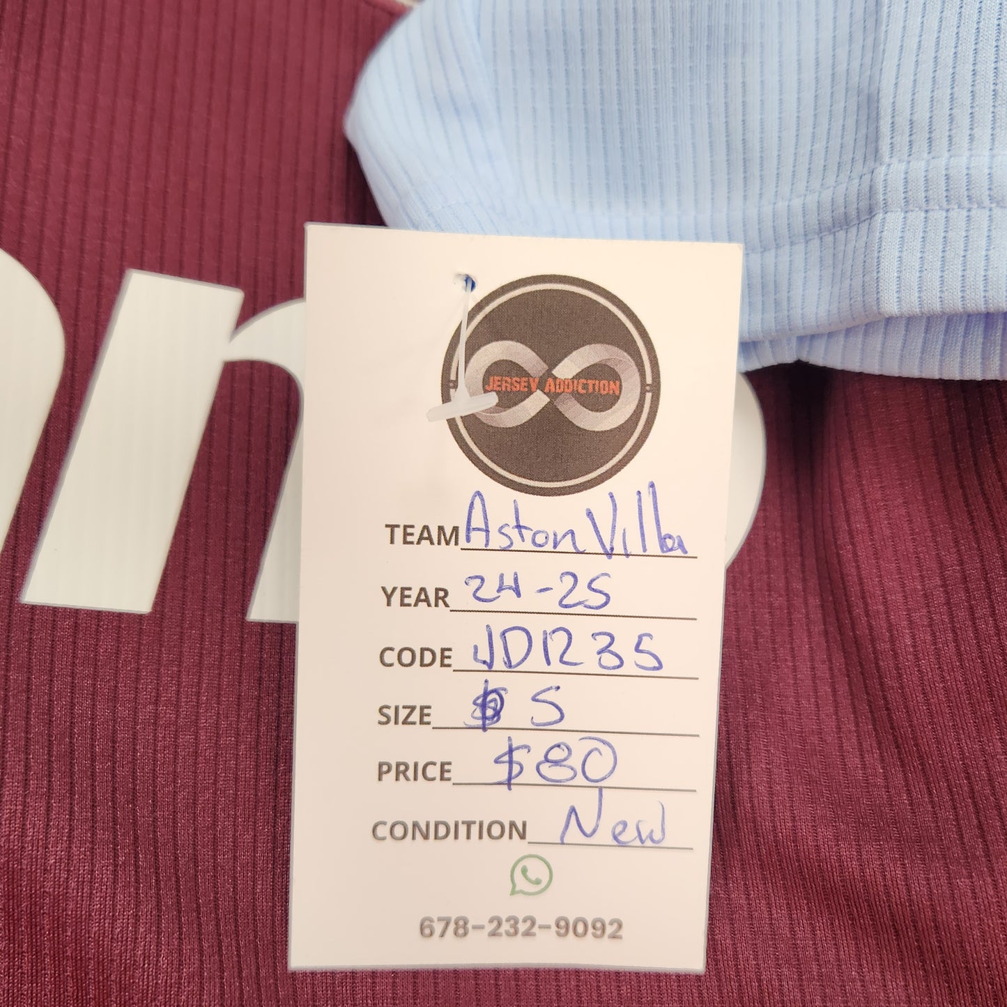 2024-25 Aston Villa Home Jersey / Small / New