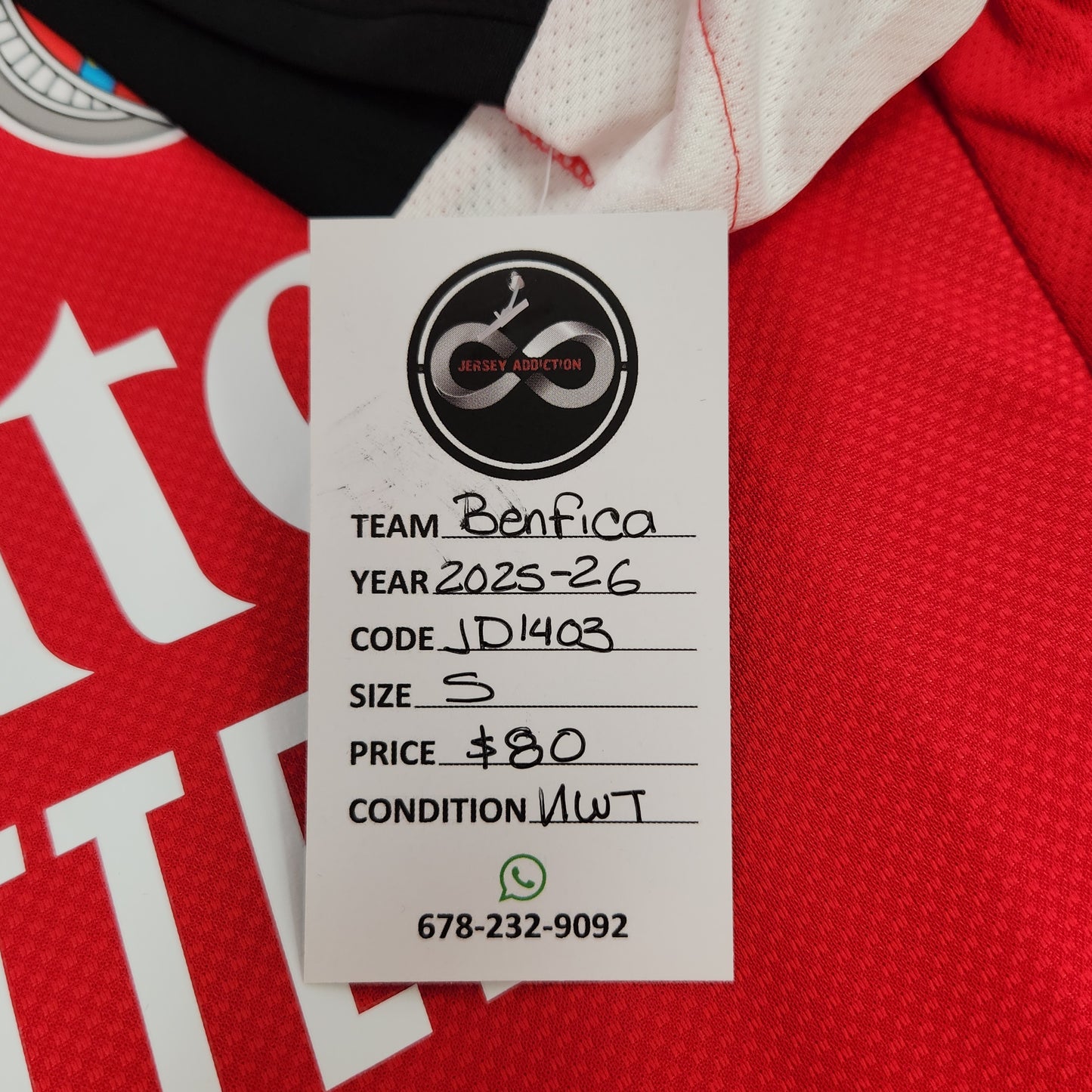 2025-26 Benfica Home Jersey / Small / New