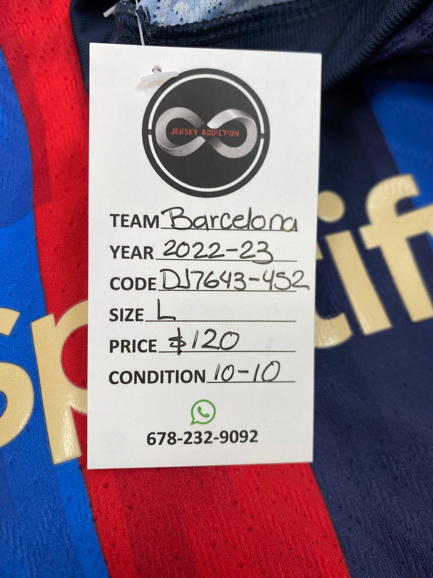 2022-23 FC Barcelona Home Jersey / Large / 10/10