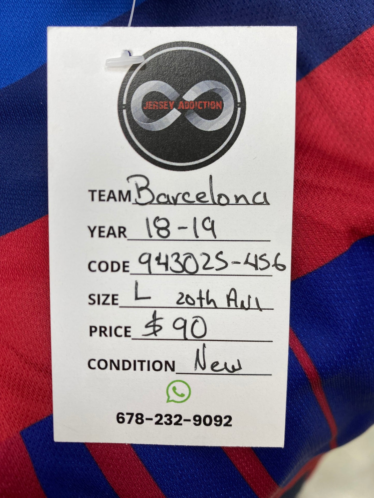 2018-19 FC Barcelona Pre-Match Jersey / Large / New