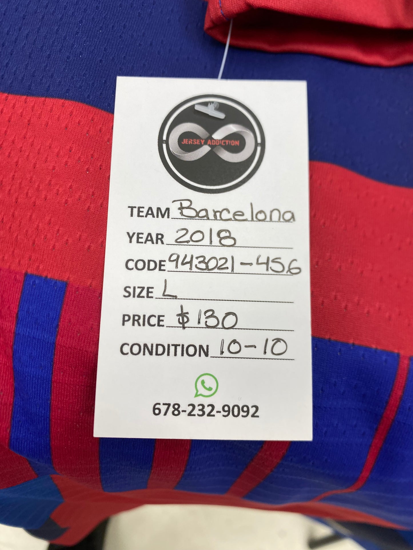 2018 FC Barcelona Player Version Pre-Match Jersey / Large / 10/10