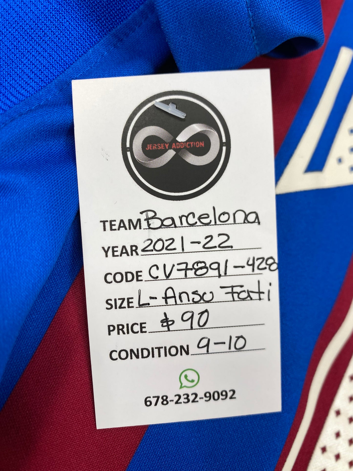 2021-22 FC Barcelona 10 Ansu Fati Home Jersey / Large / 9/10
