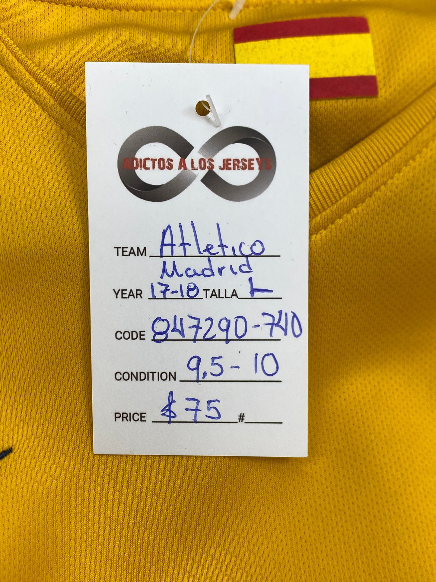 2017-18 Atletico Madrid Away Jersey / Large / 9.5/10
