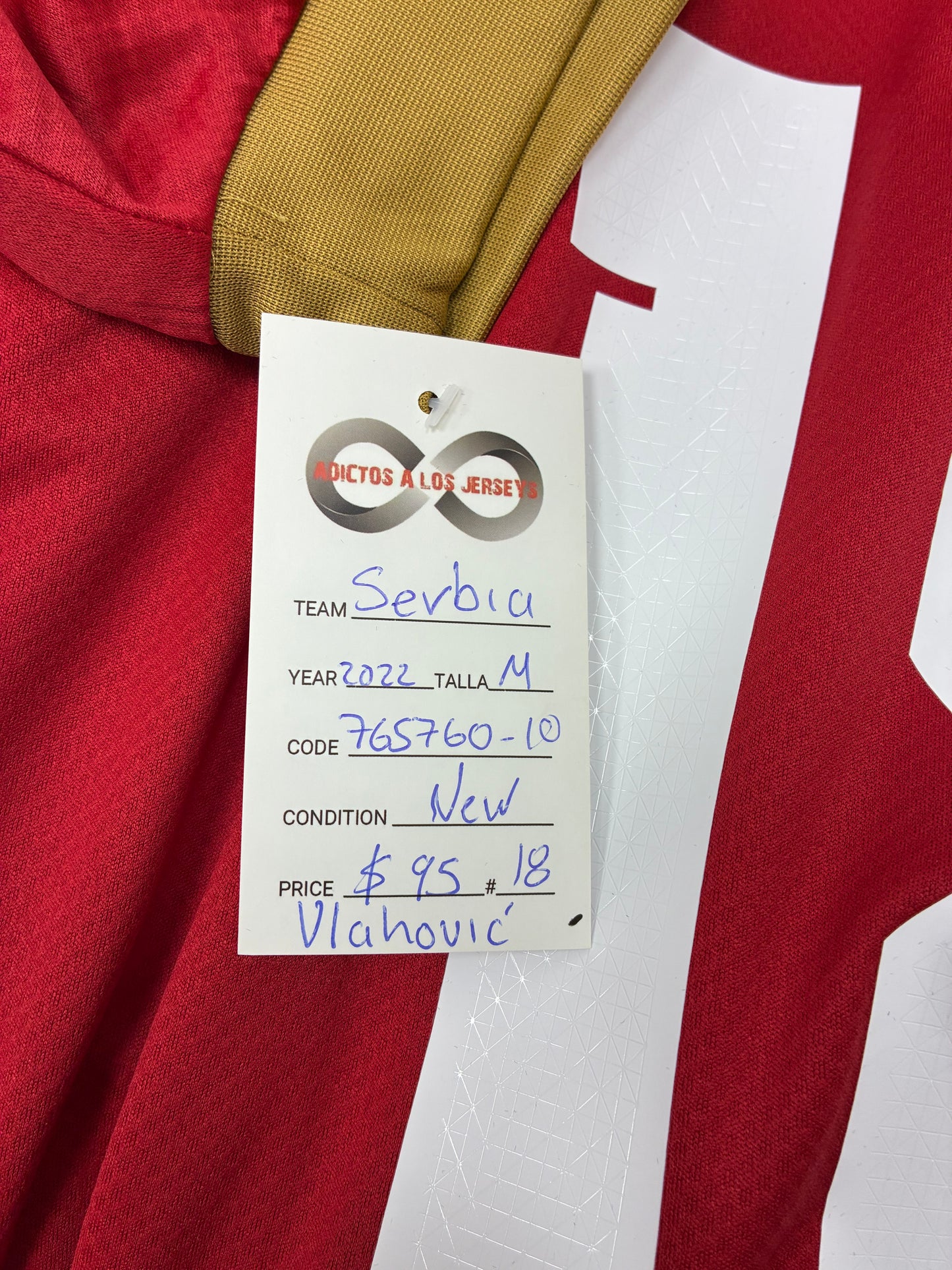 2022 Serbia 18 Vlahovic Home Jersey / Medium / New