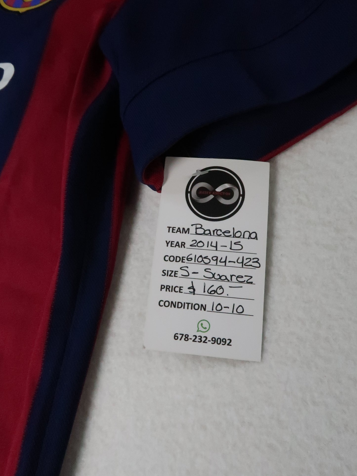 2014-15 Barcelona Suarez Home Jersey tag