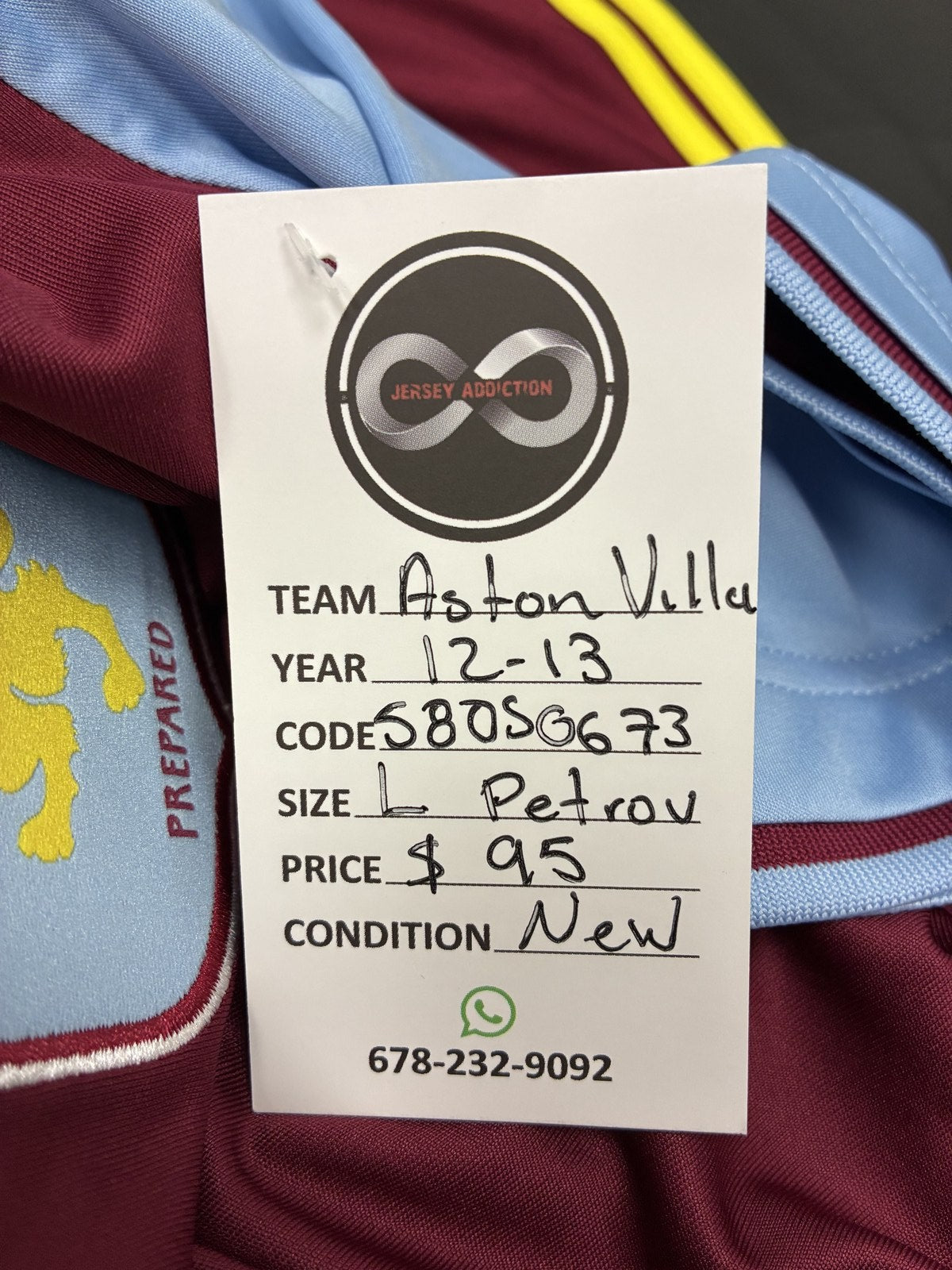 2012-13 Aston Villa Stiliyan Petrov 19 Home Jersey