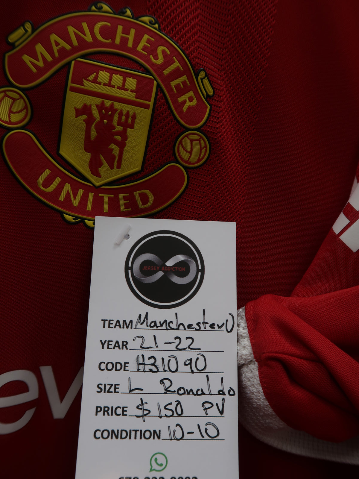 2021-22 Manchester United Ronaldo Home Jersey / Large / 10/10