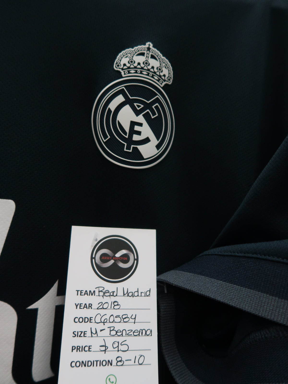 2018 Real Madrid Benzema 9 Away Jersey tag