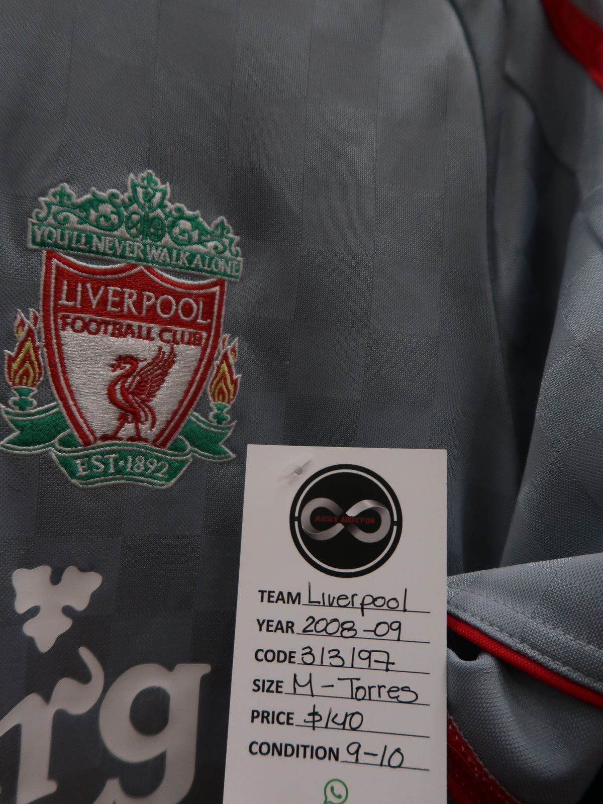 2008-09 Liverpool Torres 9 Away Jersey M 9/10