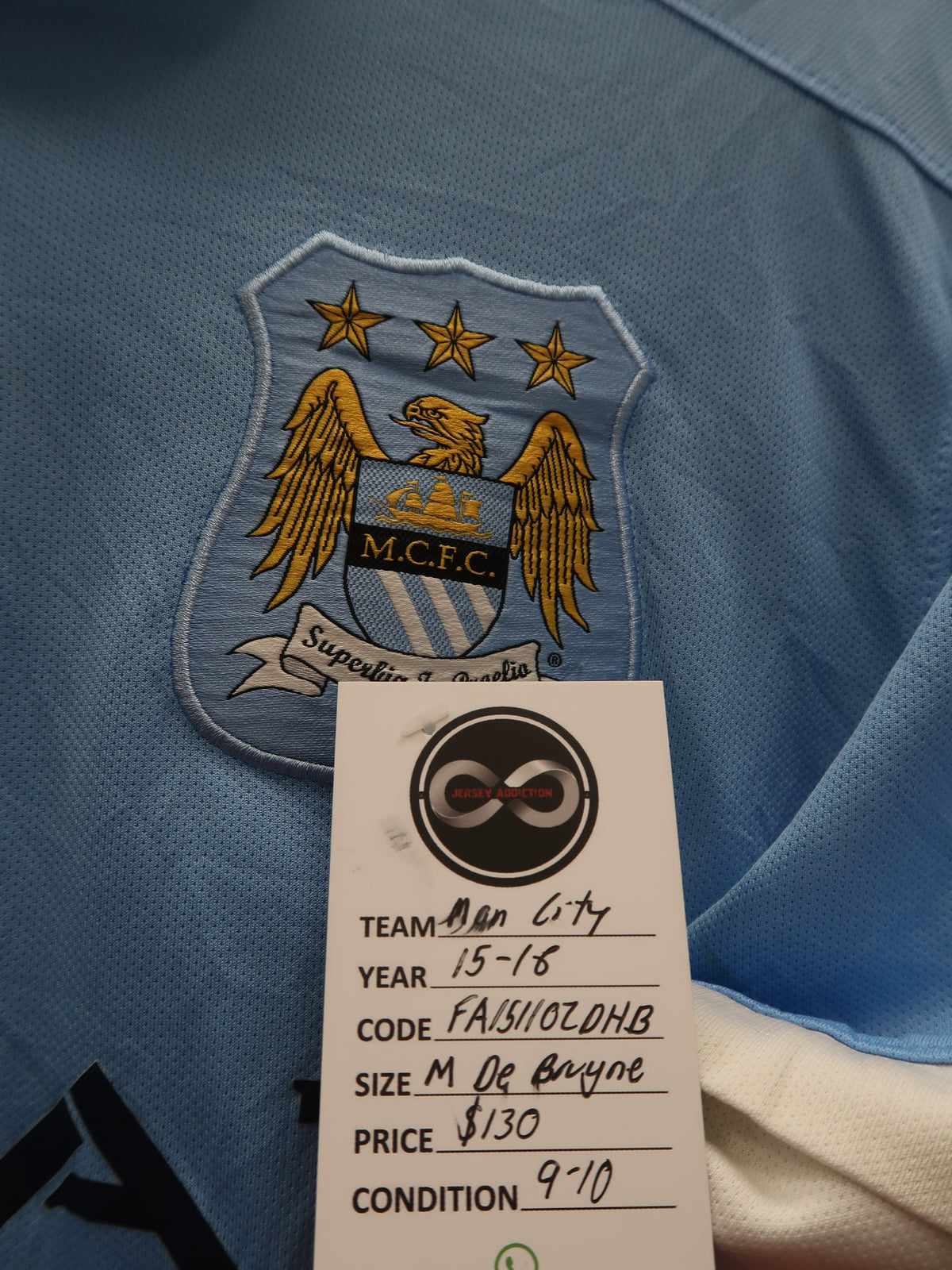 2015-16 Manchester City De Bruyne 17 Home Jersey M 9/10