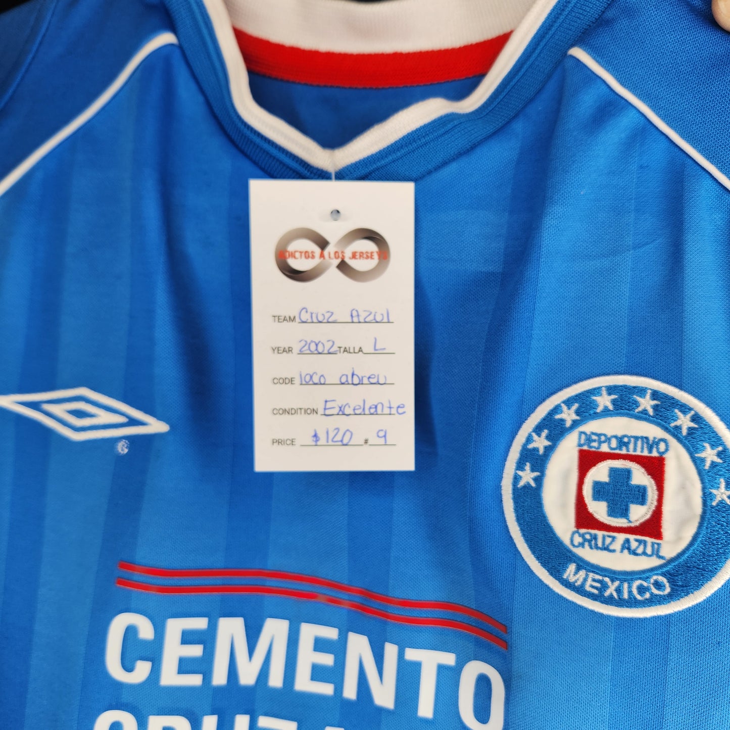 2002 Cruz Azul Loco Abreu 13 Home Jersey / Large / Excellent