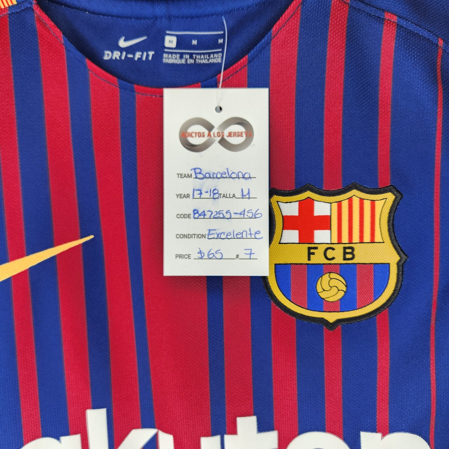 2017-18 FC Barcelona Home Jersey / Medium / Excellent