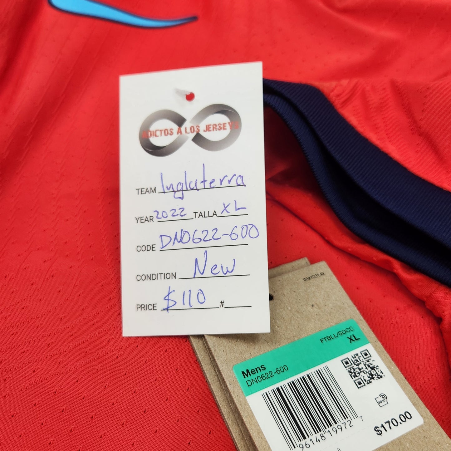 2022 England Away Jersey / X-Large / New