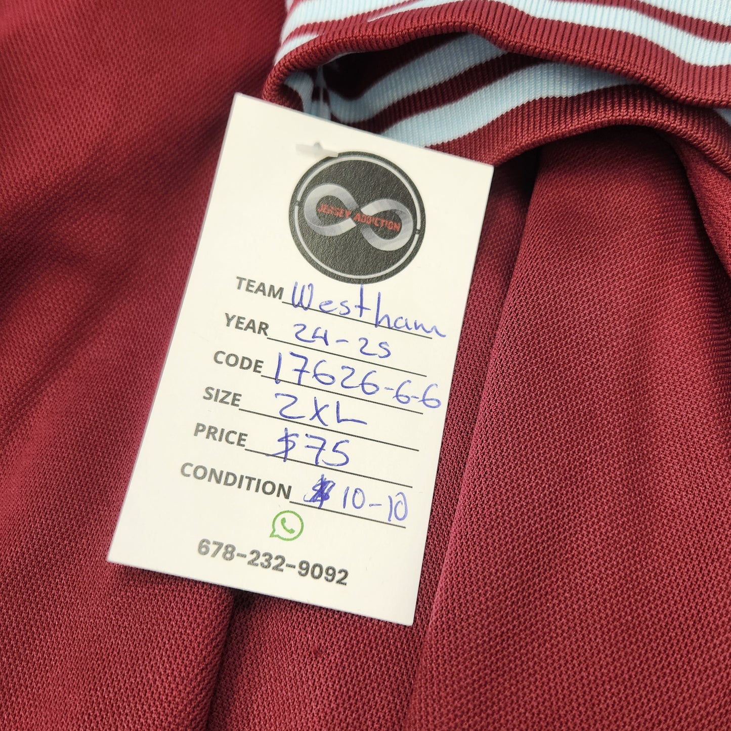 2024-25 West Ham Home Jersey / 2X-Large / 10/10