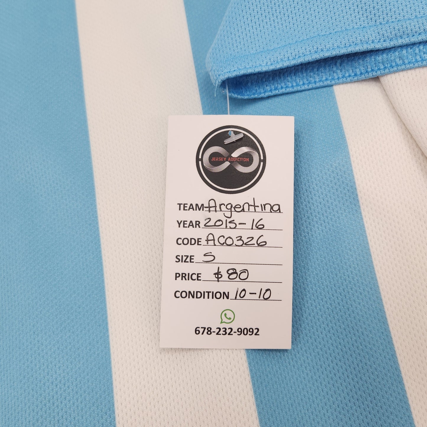 2015-16 Argentina Home Jersey / Small / 10/10