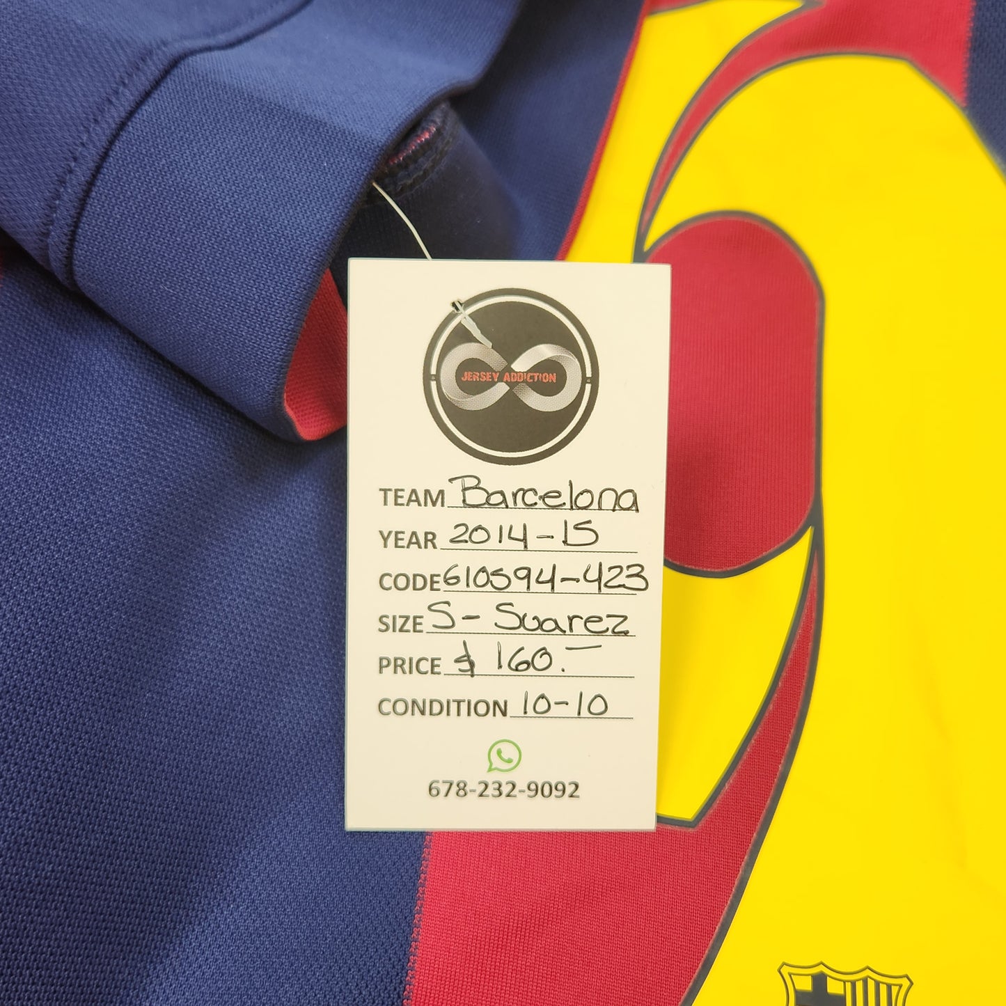 2014-15 FC Barcelona Suarez 9 Home Jersey / Small / 10/10