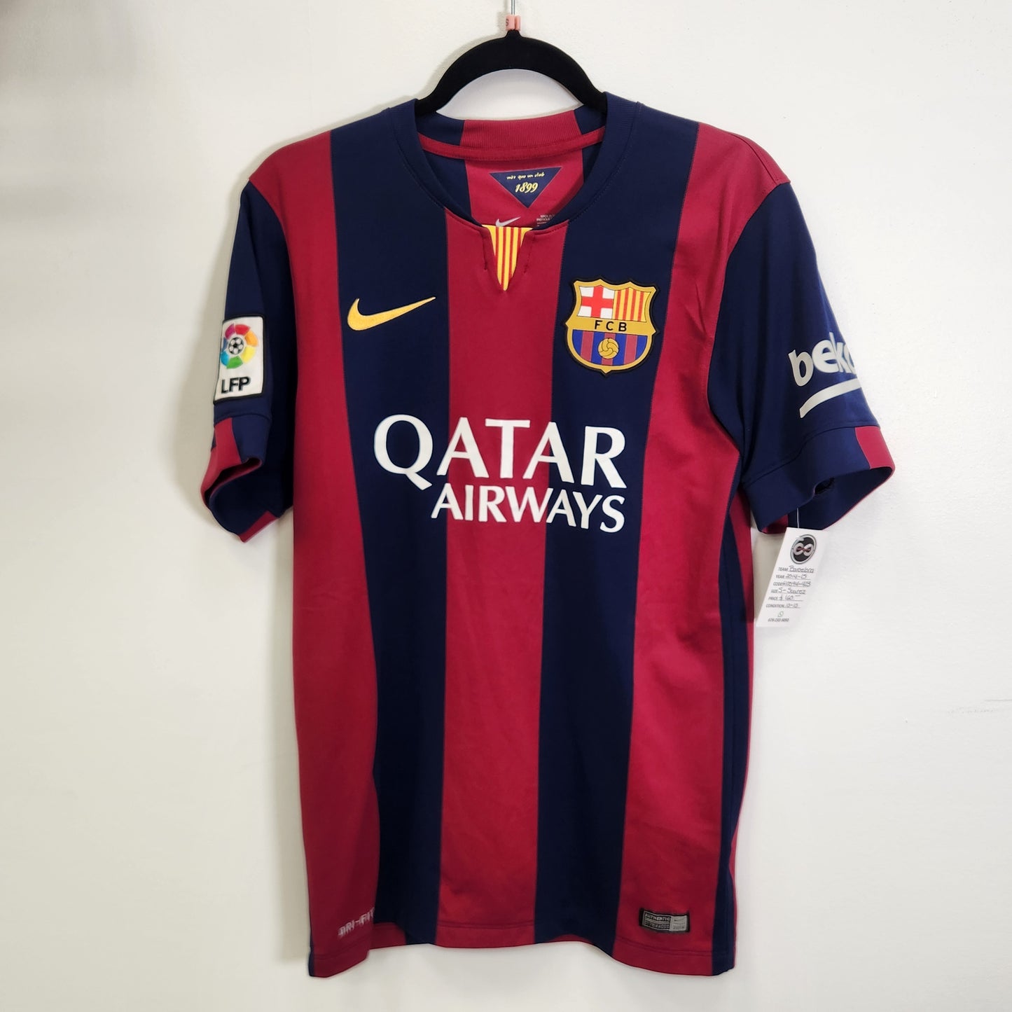2014-15 FC Barcelona Suarez 9 Home Jersey / Small / 10/10