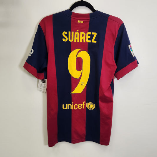 FC BARCELONA 2014-15 HOME JERSEY / SUAREZ / SMALL / 10-10