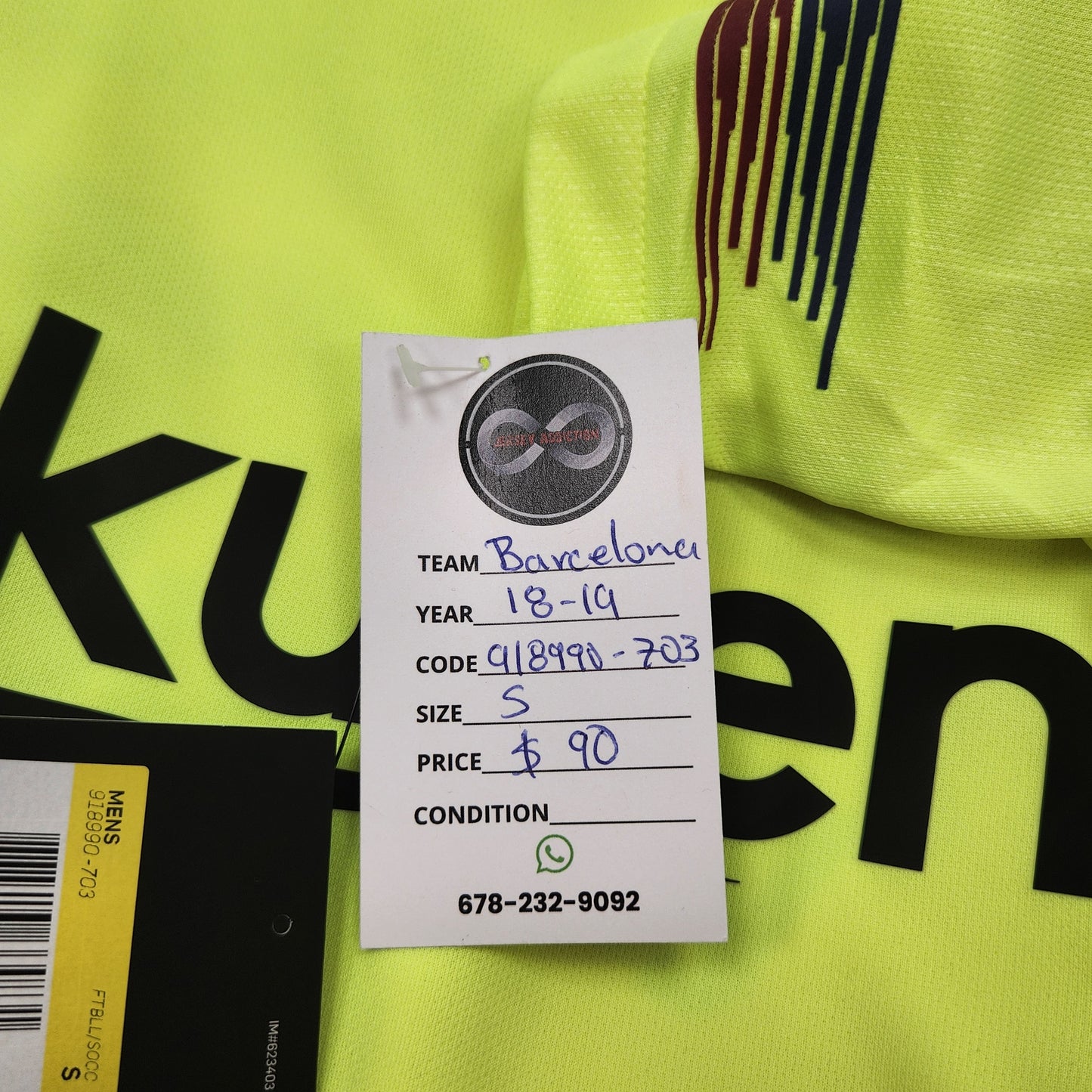 2018-19 FC Barcelona Away Jersey / Small / New