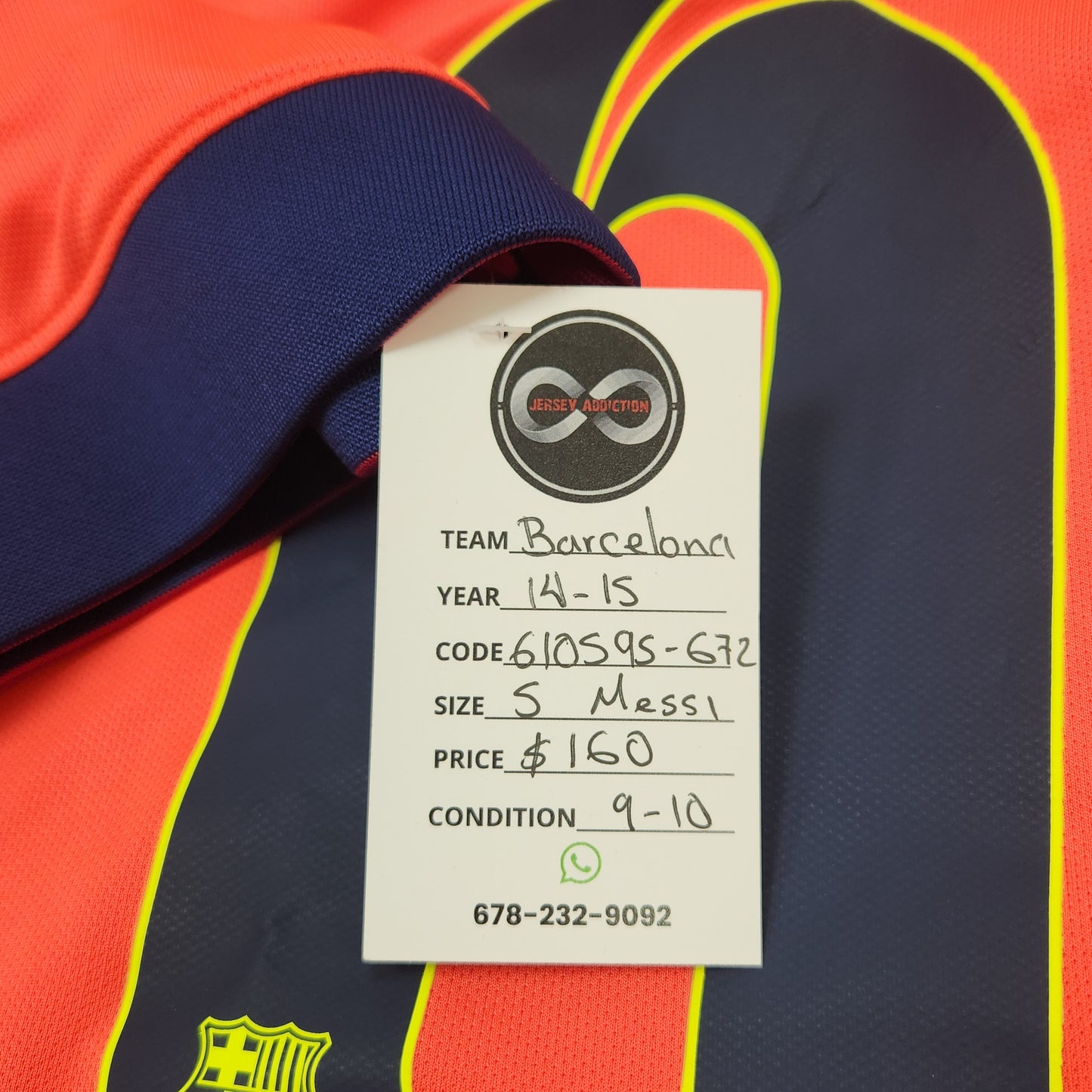 2014-15 FC Barcelona Messi 10 Away Jersey / Small / 9/10