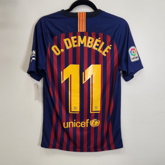 FC BARCELONA 2017-18 HOME JERSEY / DEMBELE / SMALL / 10-10