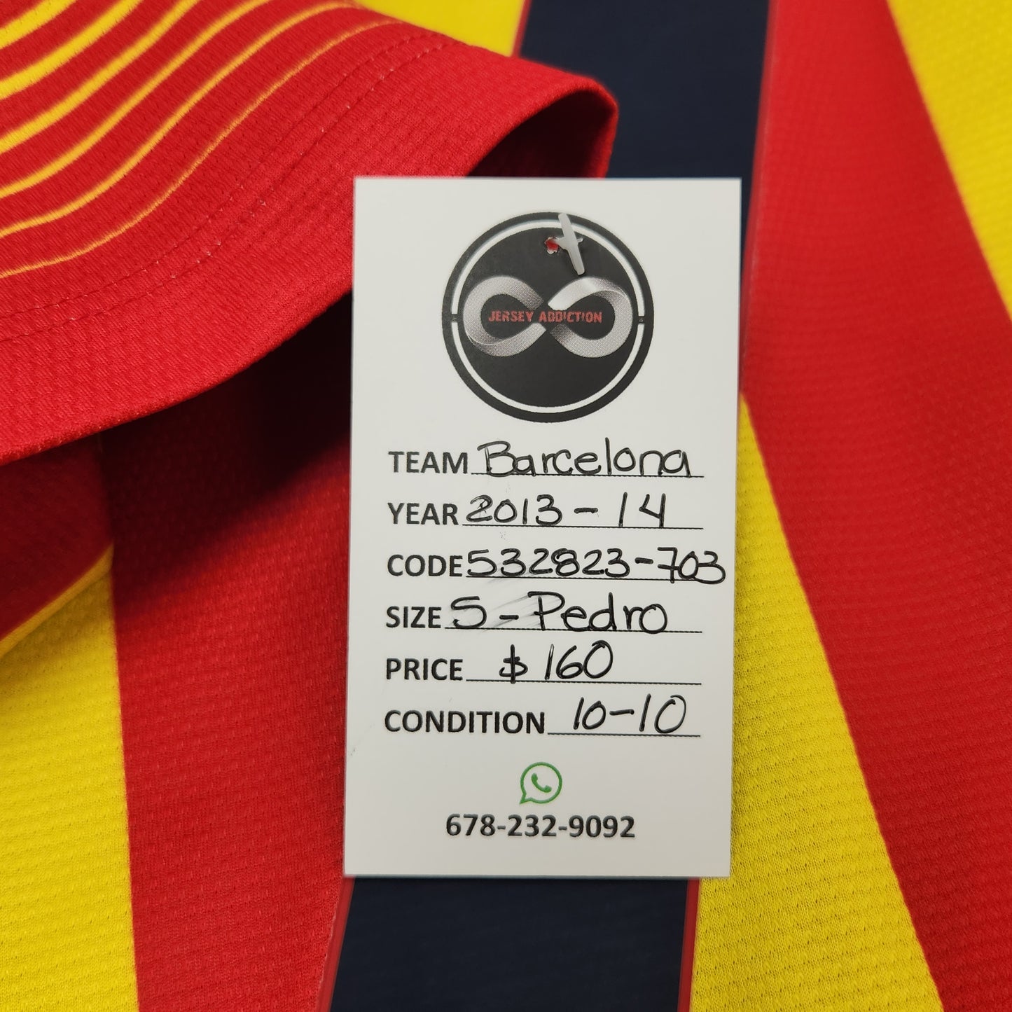 2013-14 FC Barcelona Pedro 7 Away Jersey / Small / 10/10