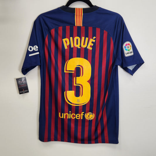 2018-19 FC Barcelona Pique 3 Home Jersey / Small / New