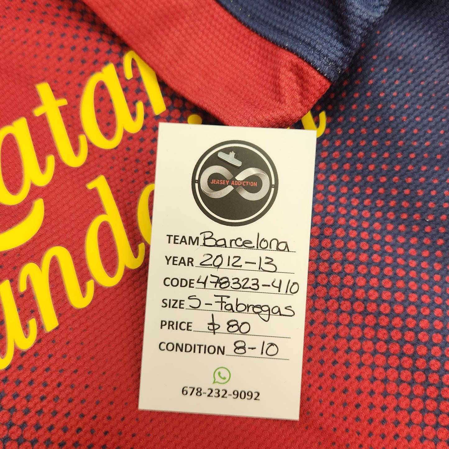 2012-13 FC Barcelona Fabregas 4 Home Jersey / Small / 8/10