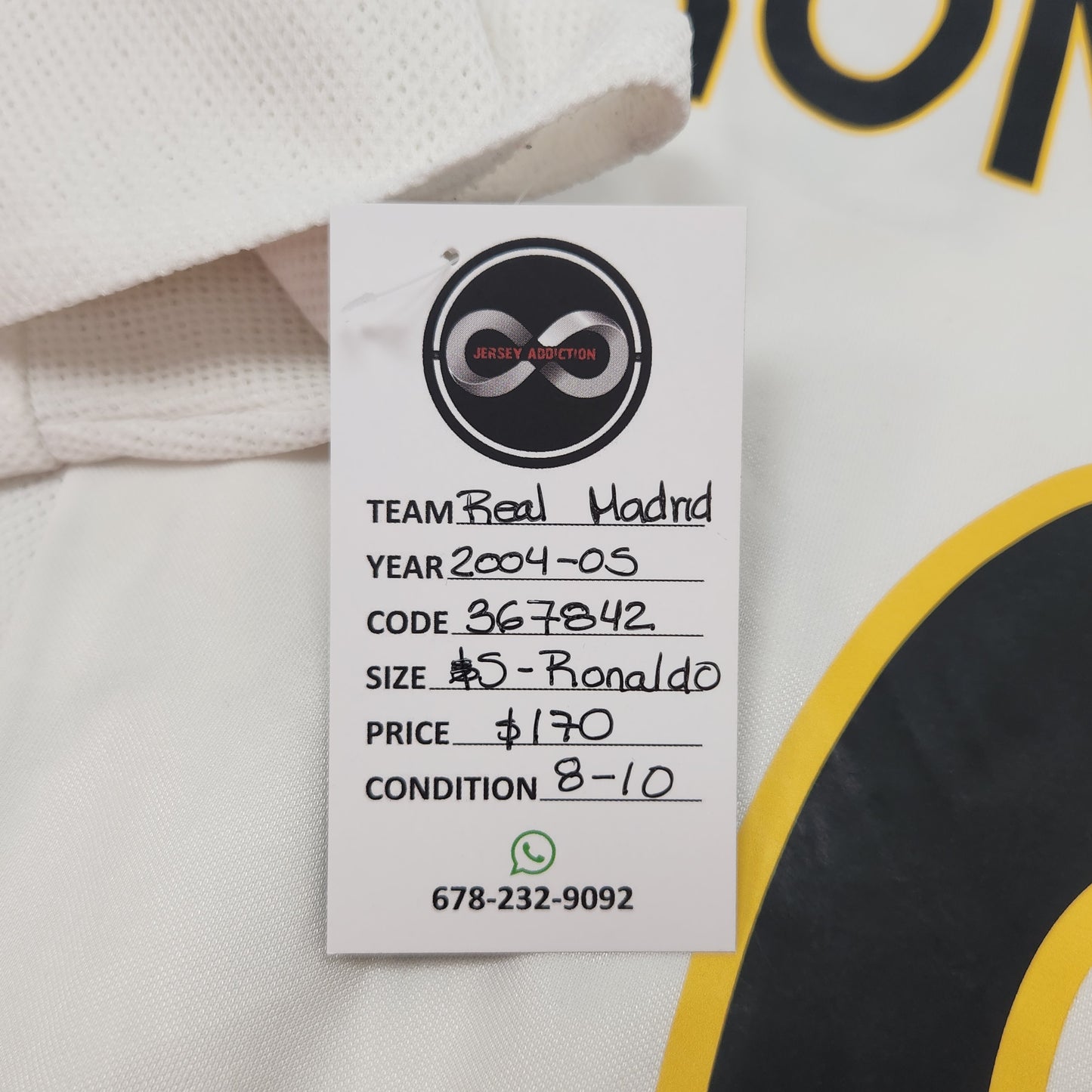 2004-05 Real Madrid Ronaldo 9 Home Jersey / Small / 8/10