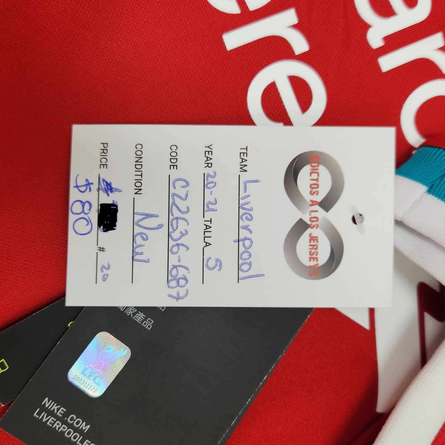 LIVERPOLL FC 2020-21  HOME JERSEY / SMALL / NEW