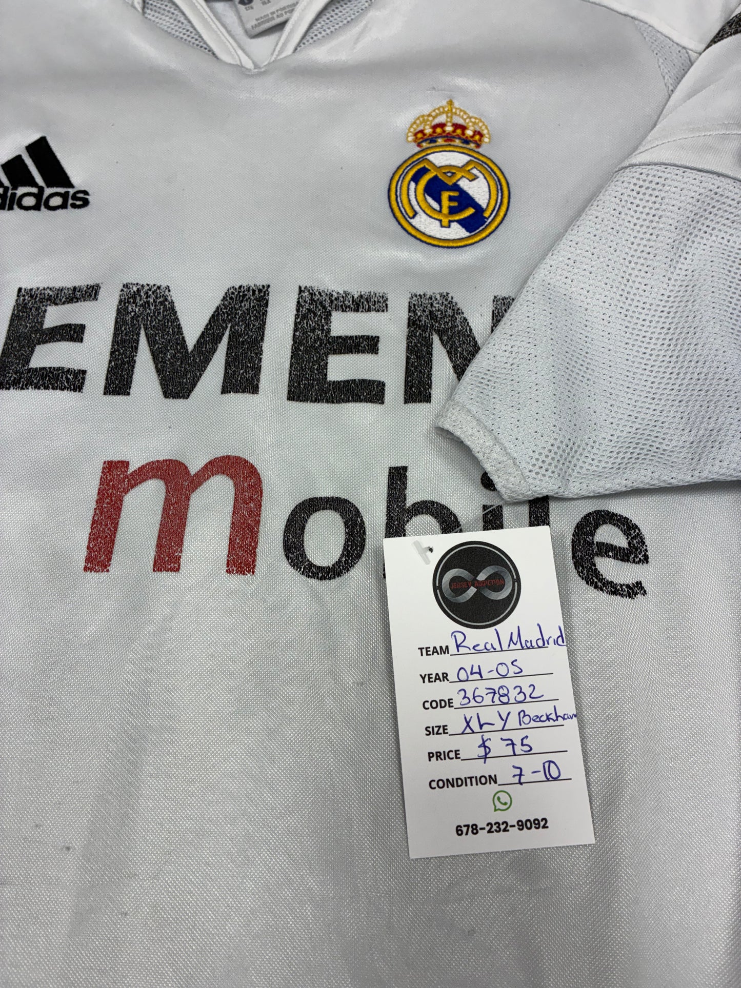 2004-05 Real Madrid 23 Beckham Home Jersey / X large Youth / 7-10