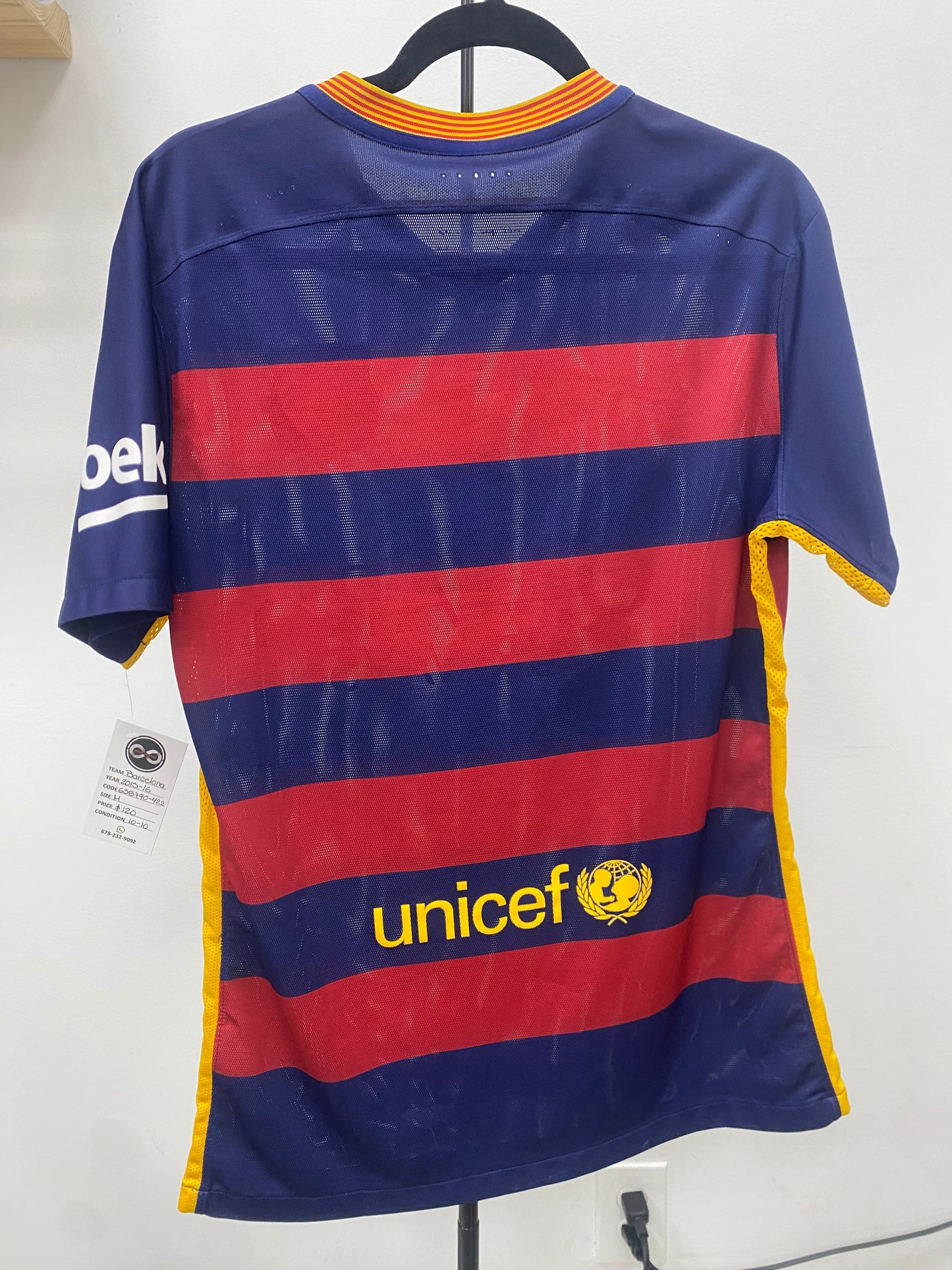 2015-16 FC Barcelona Home Jersey Player Version / Medium / 10/10