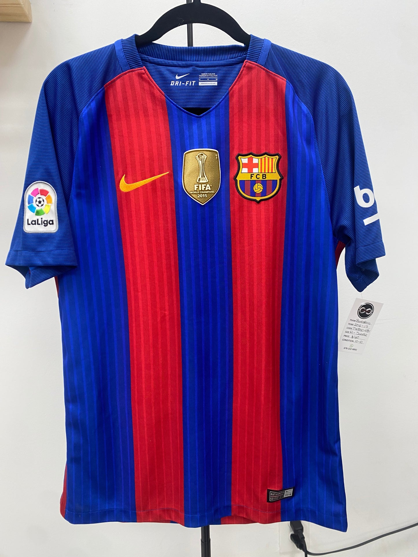2016-17 FC Barcelona 9 Suarez Home Jersey / Medium / 10-10