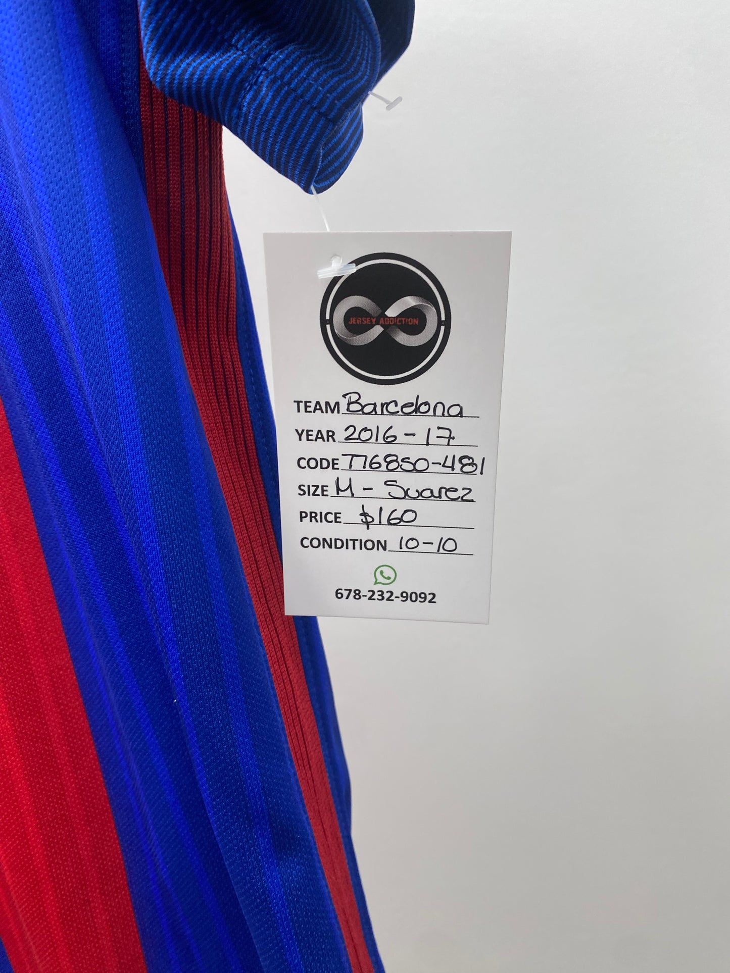 2016-17 FC Barcelona 9 Suarez Home Jersey / Medium / 10-10
