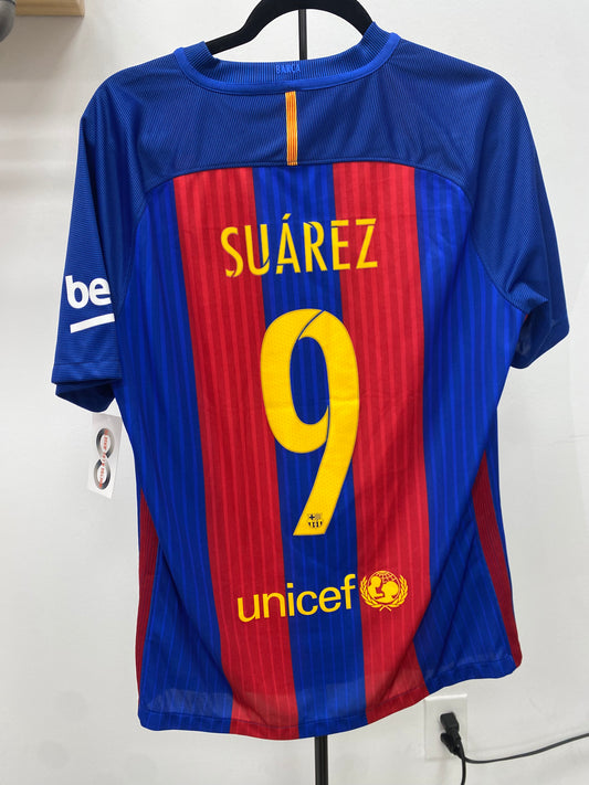 2016-17 FC Barcelona 9 Suarez Home Jersey / Medium / New