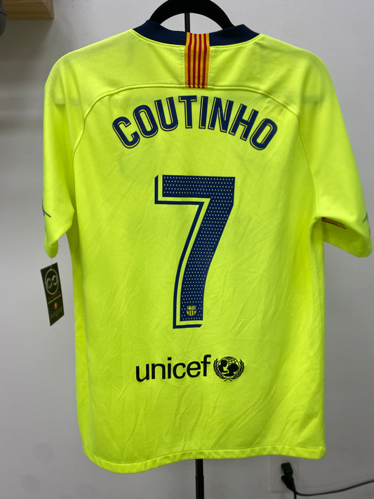 2018-19 FC Barcelona 7 Coutinho Away Jersey / Medium /9/10