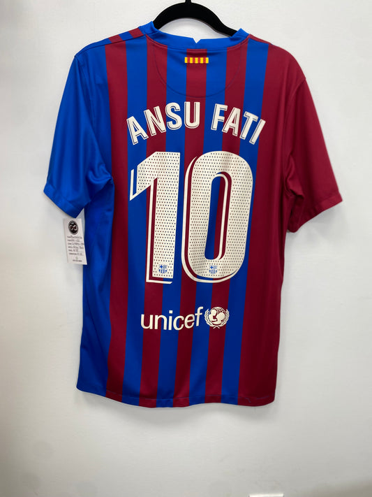 2021-22 FC Barcelona 10 Ansu Fati Home Jersey / Large / 9/10