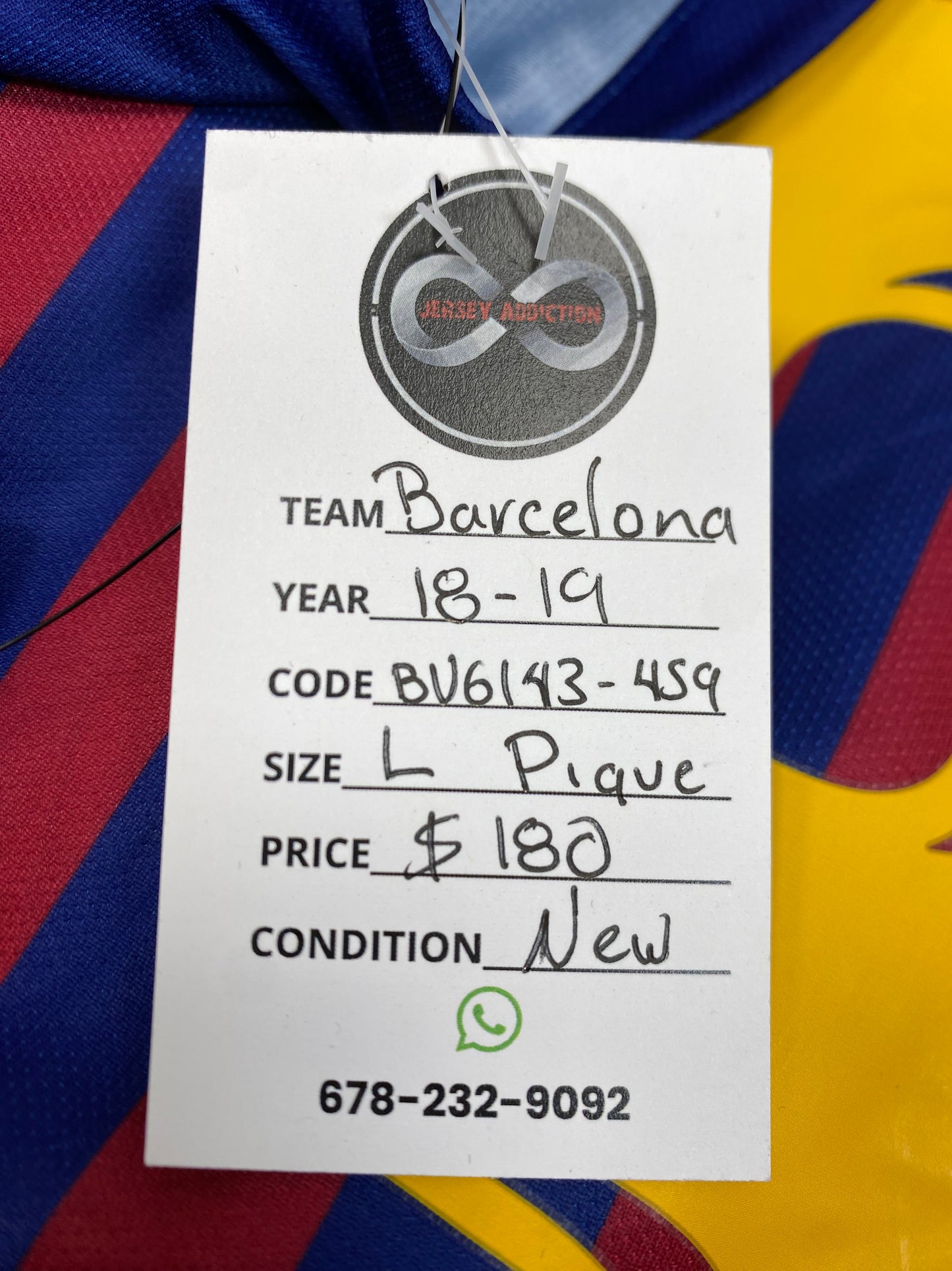 2018-19 FC Barcelona Player Version 3 Pique Home Jersey / Large / New
