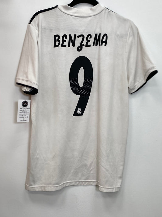 2018-19 Real Madrid 9 Benzema Home Jersey / Large / 9/10