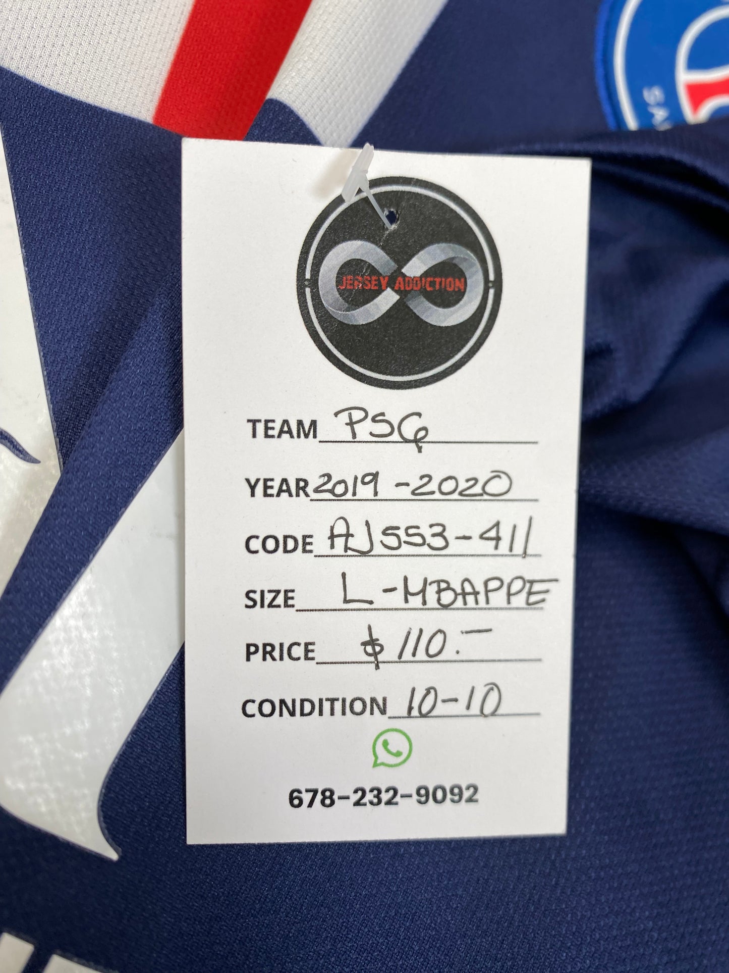 2019-20 Paris Saint-Germain Mbappe 7 Home Jersey / Large / 10/10