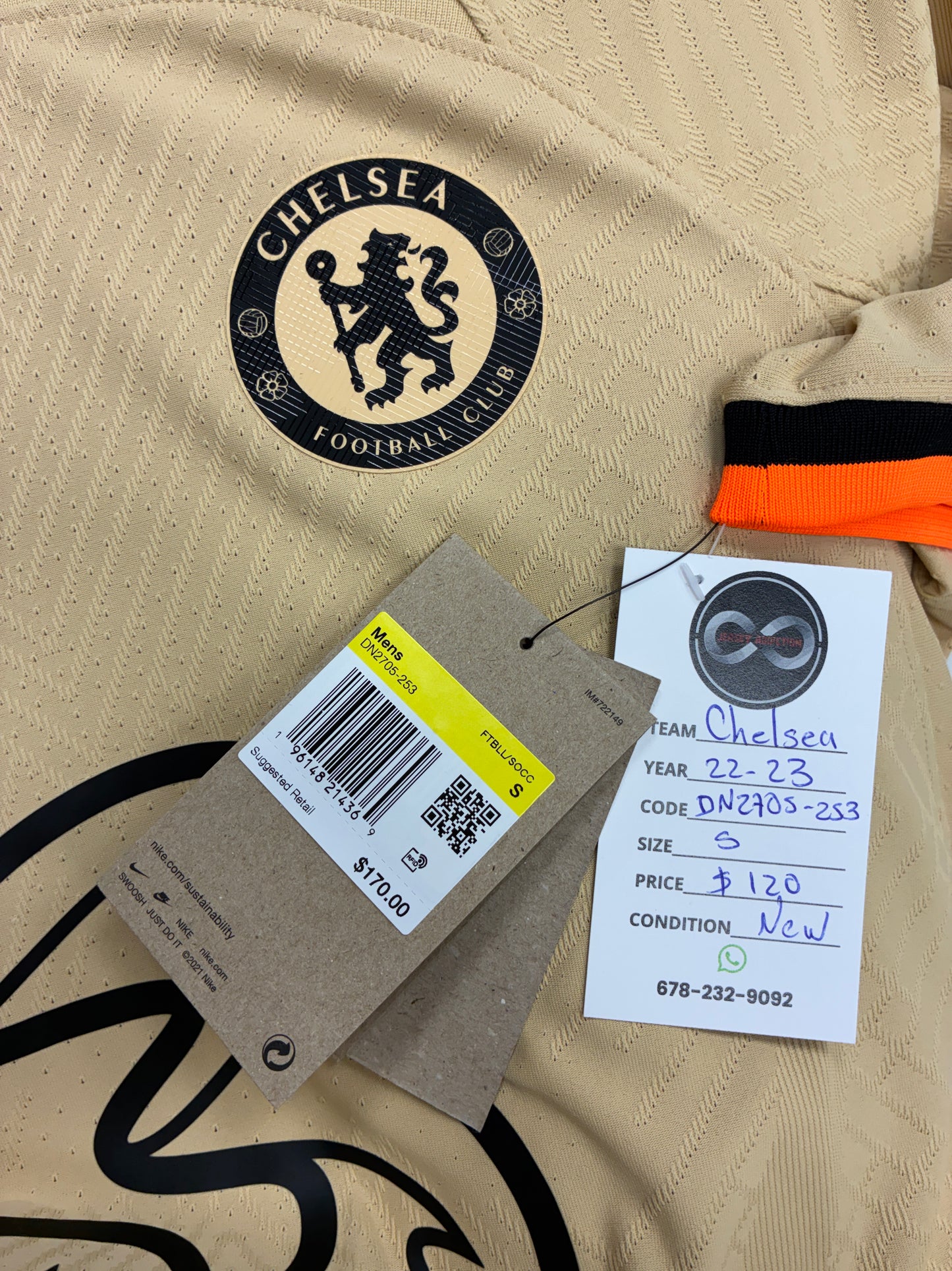 2022-23 Chelsea FC Player Version Third Jersey / Small / 10-10 New