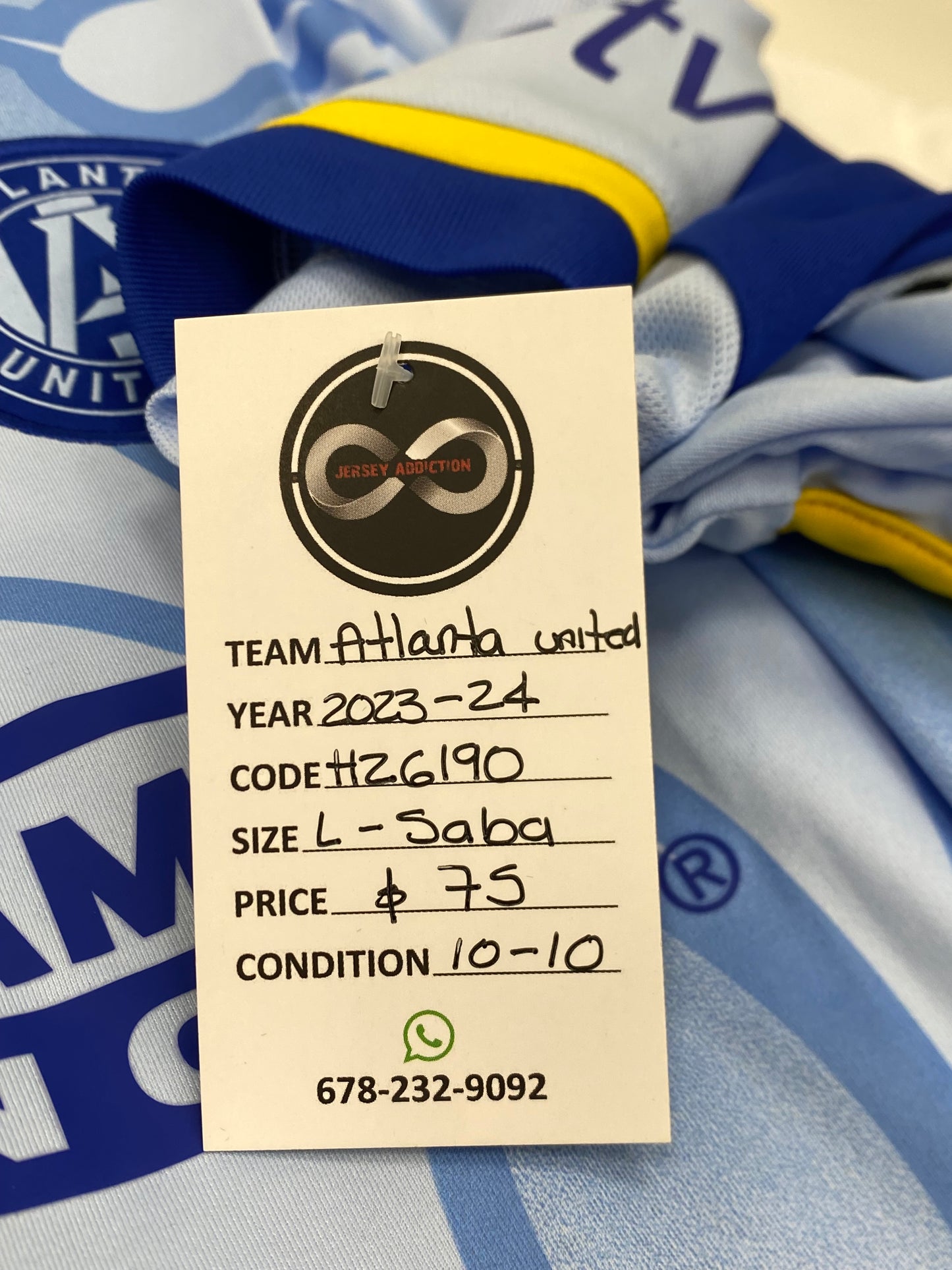 2023-24 Atlanta United Away Jersey / Large / 10/10